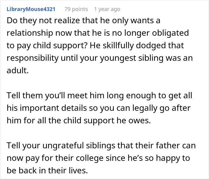 Comment discussing a guy who kicks siblings out after they share the surprise they planned about child support and relationships. Comment discussing a guy who kicks siblings out after they share the surprise they planned about child support and relationships.