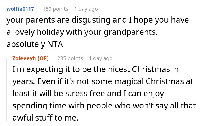 Screenshot of online discussion where users debate a woman threatening sister’s life before parents seek Christmas reunion. Screenshot of online discussion where users debate a woman threatening sister’s life before parents seek Christmas reunion.