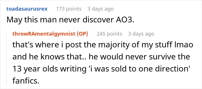 Screenshot of an online forum where a woman seeks advice after her boyfriend calls the police over her novel content. Screenshot of an online forum where a woman seeks advice after her boyfriend calls the police over her novel content.