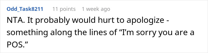 Reddit comment criticizing brother-in-law during Thanksgiving dinner with woman clapping back after tearing down her brother.