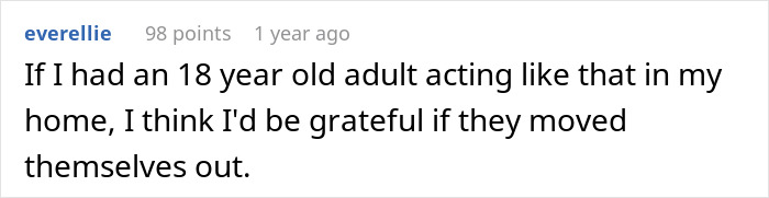 Comment highlighting frustration with a teen who has always treated stepmom with hostility at a family event.