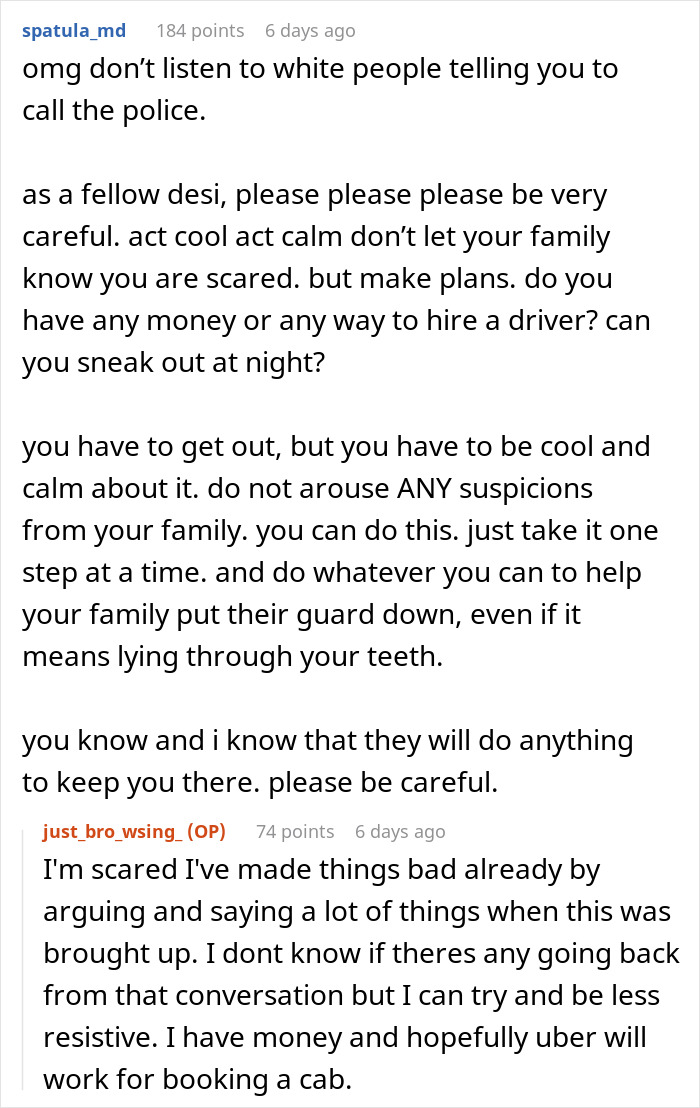 Reddit advice thread discussing being held hostage at parents’ place with tips on staying calm and planning an escape. Reddit advice thread discussing being held hostage at parents’ place with tips on staying calm and planning an escape.
