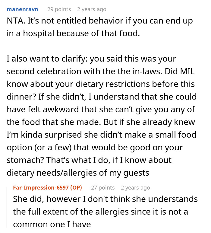 Reddit conversation discussing a husband and family dealing with a picky eater's allergies and dietary restrictions. Reddit conversation discussing a husband and family dealing with a picky eater's allergies and dietary restrictions.