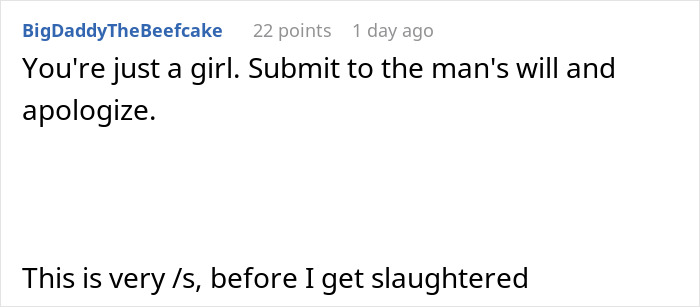 Screenshot of an online comment showing a toxic man venting about traditional wives and reacting to criticism of his logic. Screenshot of an online comment showing a toxic man venting about traditional wives and reacting to criticism of his logic.