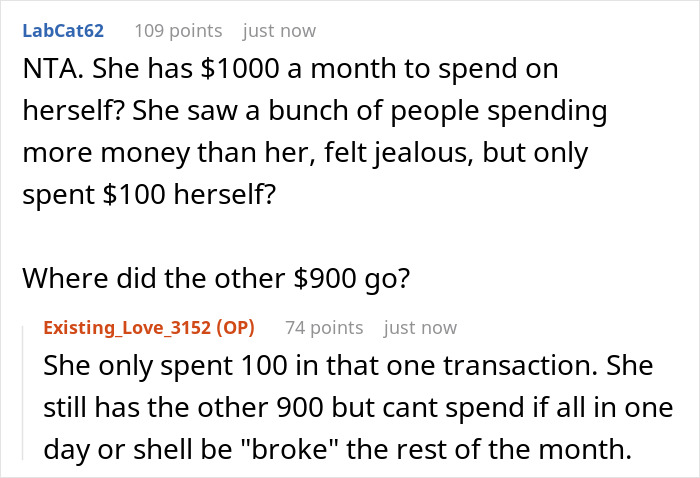 Reddit discussion about SAHM feeling poor despite receiving 1000 dollars monthly fun money from husband. Reddit discussion about SAHM feeling poor despite receiving 1000 dollars monthly fun money from husband.
