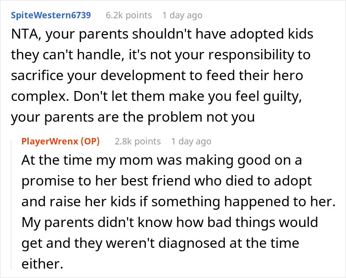 Reddit screenshot of comments about an exhausted teen, autistic siblings' screaming, parents furious and CPS involvement