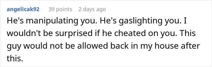 Comment discussing emotional manipulation and mistrust after a boyfriend abandons newborn to party for over 18 hours. Comment discussing emotional manipulation and mistrust after a boyfriend abandons newborn to party for over 18 hours.