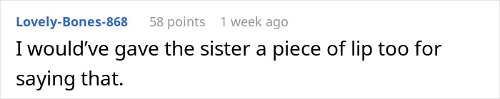 Comment on a forum post expressing support for a woman clapping back at her brother-in-law during Thanksgiving dinner. Comment on a forum post expressing support for a woman clapping back at her brother-in-law during Thanksgiving dinner.