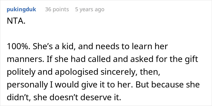 Comment discussing a 13-year-old’s conflict with dad’s girlfriend over rude behavior and an unaccepted gift. Comment discussing a 13-year-old’s conflict with dad’s girlfriend over rude behavior and an unaccepted gift.