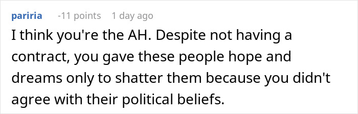 Comment on a forum post discussing a couple&rsquo;s decision to destroy their embryos after discovering a friend&rsquo;s true colors.