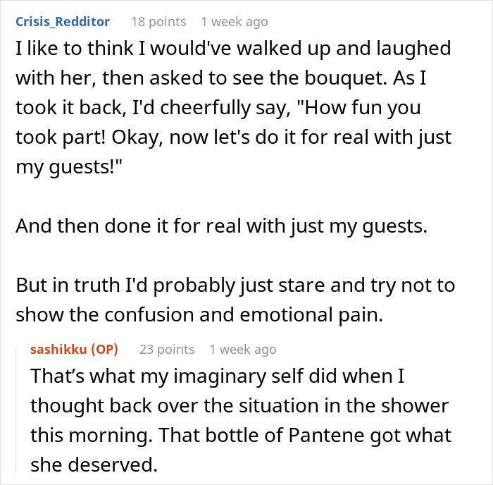 Bride mortified as unexpected guest catches bouquet during wedding ceremony, causing shock and confusion among attendees.