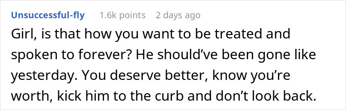 Commenter advises woman to leave boyfriend who says she must earn engagement ring after 4.5 years, sparking relationship drama.