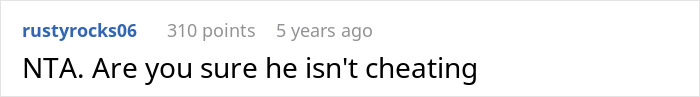 Screenshot of an online comment questioning if husband is cheating after choosing his best mate over wife again. Screenshot of an online comment questioning if husband is cheating after choosing his best mate over wife again.