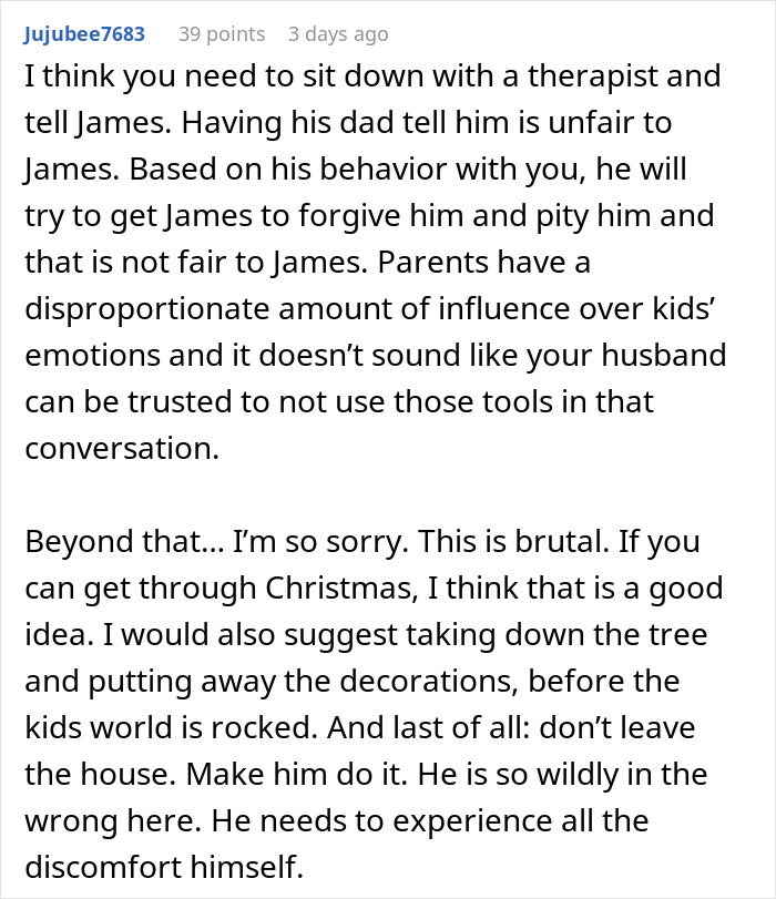 Comment advising a woman to see a therapist about a man unsure if affair partner’s baby is his child or grandchild. Comment advising a woman to see a therapist about a man unsure if affair partner’s baby is his child or grandchild.