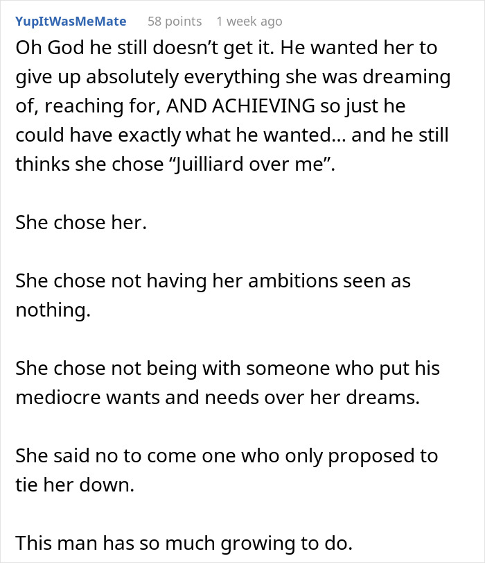 Guy Can't Believe GF Won't Abandon Her Dreams To Be With Him, Whines Even A Year After The Breakup Guy Can't Believe GF Won't Abandon Her Dreams To Be With Him, Whines Even A Year After The Breakup