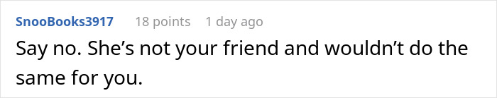 Screenshot of an online comment where a user advises saying no to a woman who feels entitled to a Christmas day off because of her kids.