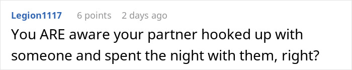 Screenshot of a comment discussing relationship issues where a partner was unfaithful and neglected responsibilities with a newborn.