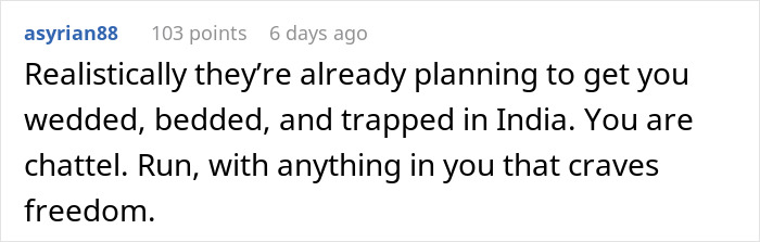 Comment warning about being trapped and held hostage at parents' place, urging to seek freedom and escape the situation. Comment warning about being trapped and held hostage at parents' place, urging to seek freedom and escape the situation.