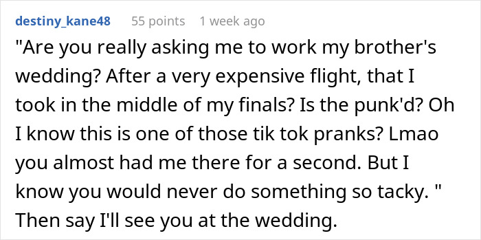 Bride asks groom’s sister to be wedding photographer for free, sister shocked by the audacity of the request. Bride asks groom’s sister to be wedding photographer for free, sister shocked by the audacity of the request.