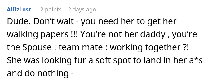 Comment about marriage falling apart as wife treats husband like an ATM machine with no shame and lack of teamwork. Comment about marriage falling apart as wife treats husband like an ATM machine with no shame and lack of teamwork.