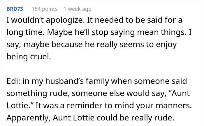 Text post on social media discussing woman clapping back at BIL tearing down her brother during Thanksgiving. Text post on social media discussing woman clapping back at BIL tearing down her brother during Thanksgiving.