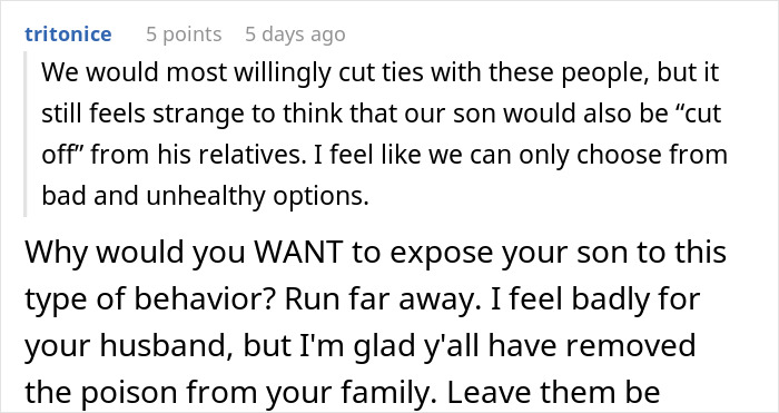 Comment discussing MIL declaring evil has moved into family after DIL’s premature birth and refusal to believe it.