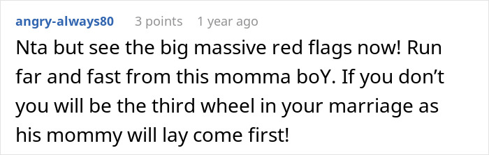 Comment on a forum discussing a mother-in-law deciding to wear a white dress for her son's wedding, causing conflict with the bride.