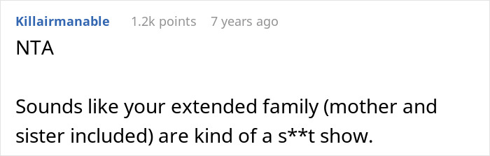 Screenshot of an online comment discussing family drama related to a woman feeling she ruined Thanksgiving by blowing up at family.