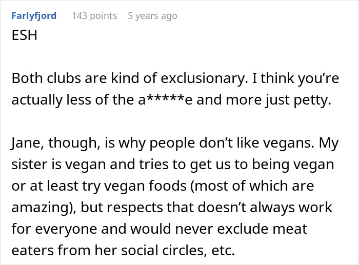 Screenshot of an online discussion about an employee pushing back against a vegan-only club and starting beef literally.