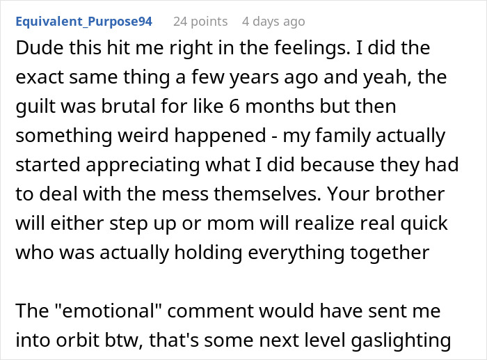 Screenshot of a heartfelt Reddit comment about a woman not seeing her daughter's efforts, focused on family dynamics. Screenshot of a heartfelt Reddit comment about a woman not seeing her daughter's efforts, focused on family dynamics.