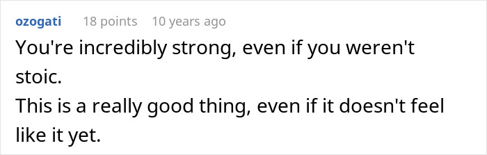 Screenshot of an online comment encouraging strength despite struggles related to a crush at work causing relationship issues.