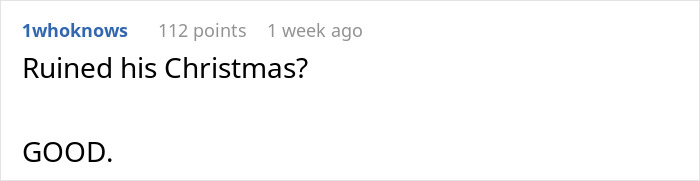 Online comment reading Ruined his Christmas? GOOD, reflecting reactions to a 23-year-old new mom hiding baby from religious family.
