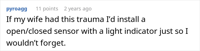 Screenshot of an online comment discussing the guy venting about his girlfriend wanting him to close her closet door. Screenshot of an online comment discussing the guy venting about his girlfriend wanting him to close her closet door.
