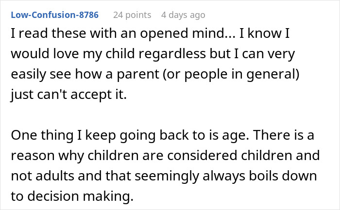 Comment discussing challenges in family acceptance after a son&rsquo;s coming out amid transphobic reactions and family struggles.