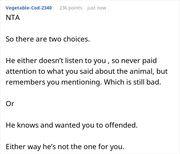 Reddit comment screenshot reading NTA with text advising a woman whose partner suggested a racist gift Reddit comment screenshot reading NTA with text advising a woman whose partner suggested a racist gift