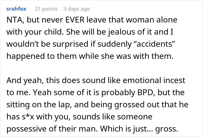 Screenshot of a forum comment discussing a woman’s obsession with her brother and family intervention concerns. Screenshot of a forum comment discussing a woman’s obsession with her brother and family intervention concerns.