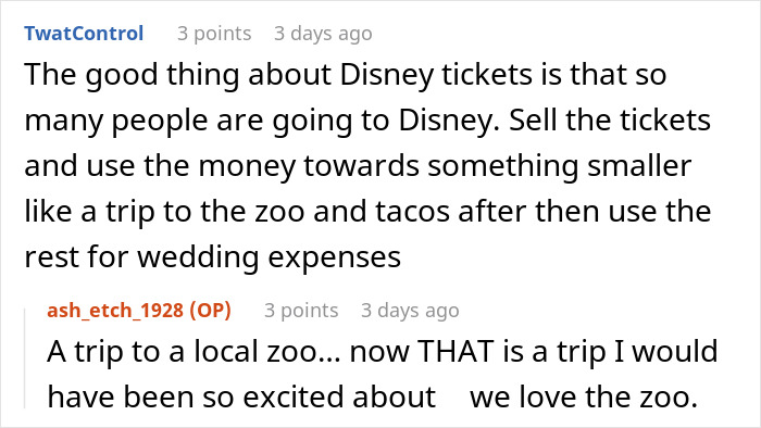 Reddit user discussing Disney trip gifts, highlighting feelings of debt and guilt within family dynamics. Reddit user discussing Disney trip gifts, highlighting feelings of debt and guilt within family dynamics.