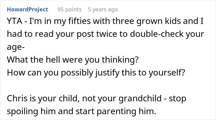 Comment criticizing a dad for spoiling his son and demanding family skip Hanukkah gifts to avoid tantrums.