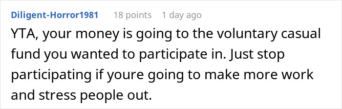 Screenshot of a forum comment discussing a shady fund manager and a woman refusing to pay more money. Screenshot of a forum comment discussing a shady fund manager and a woman refusing to pay more money.
