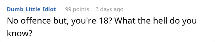 Screenshot of an online comment questioning an 18-year-old teen’s understanding amid a $30k money dispute with mom. Screenshot of an online comment questioning an 18-year-old teen’s understanding amid a $30k money dispute with mom.