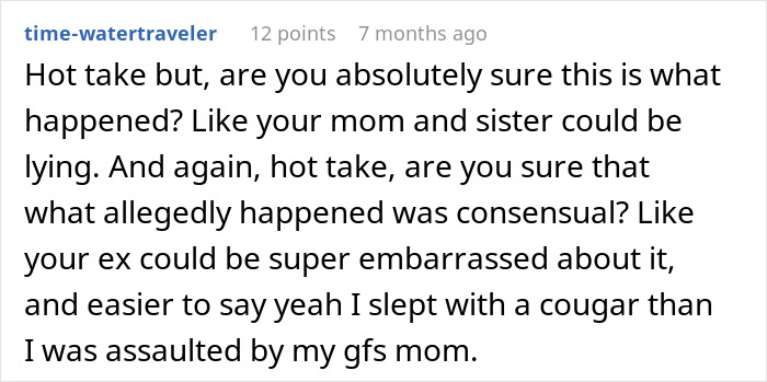 Comment discussing doubts about a bride walking out after learning the groom cheated with her mom. Comment discussing doubts about a bride walking out after learning the groom cheated with her mom.