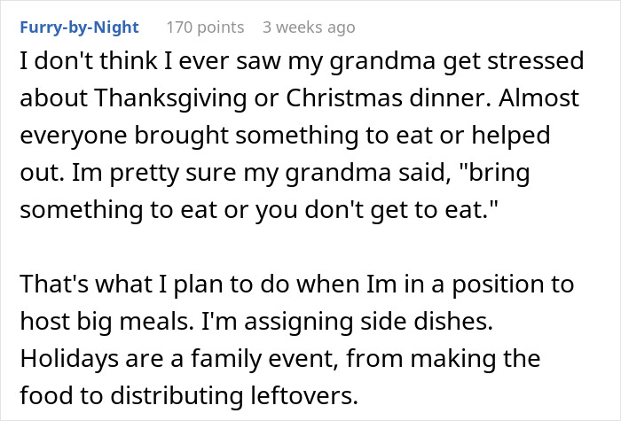 Comment discussing holiday meal stress, feminism, and the unfair labor burden on moms during Christmas gatherings. Comment discussing holiday meal stress, feminism, and the unfair labor burden on moms during Christmas gatherings.