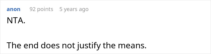 Screenshot of an online comment discussing ethics, related to parents lied about allergies topic. Screenshot of an online comment discussing ethics, related to parents lied about allergies topic.