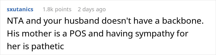 Screenshot of an online comment discussing a woman banning mil’s creepy husband and marriage issues. Screenshot of an online comment discussing a woman banning mil’s creepy husband and marriage issues.