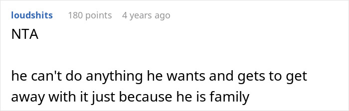 Screenshot of a forum comment discussing a man demanding cousin pay for a cruel prank and the shocked aunt’s reaction. Screenshot of a forum comment discussing a man demanding cousin pay for a cruel prank and the shocked aunt’s reaction.