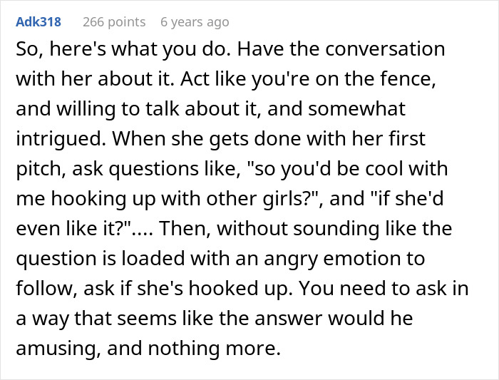 Screenshot of a Reddit comment with advice on handling a fiancée’s unexpected request before the wedding. Screenshot of a Reddit comment with advice on handling a fiancée’s unexpected request before the wedding.