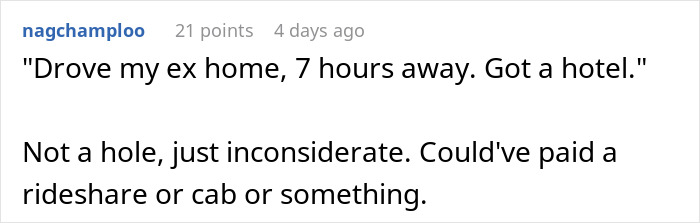 Screenshot of a Reddit comment discussing a guy going above and beyond for his ex-girlfriend, sparking upset from his current partner. Screenshot of a Reddit comment discussing a guy going above and beyond for his ex-girlfriend, sparking upset from his current partner.