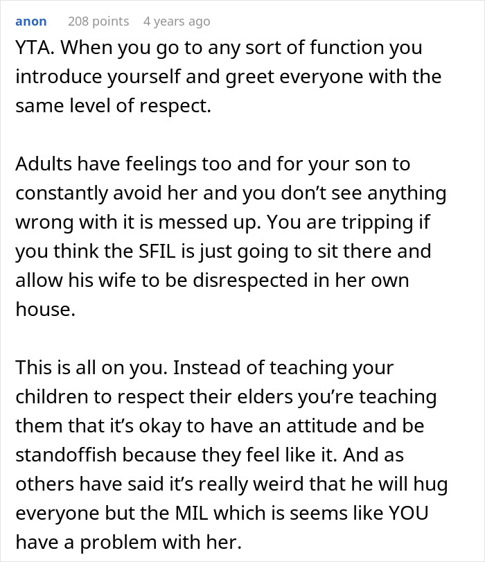 Comment discussing step-grandpa banned from visiting kids after denying candy to 7-year-old refusing hug from granny. Comment discussing step-grandpa banned from visiting kids after denying candy to 7-year-old refusing hug from granny.