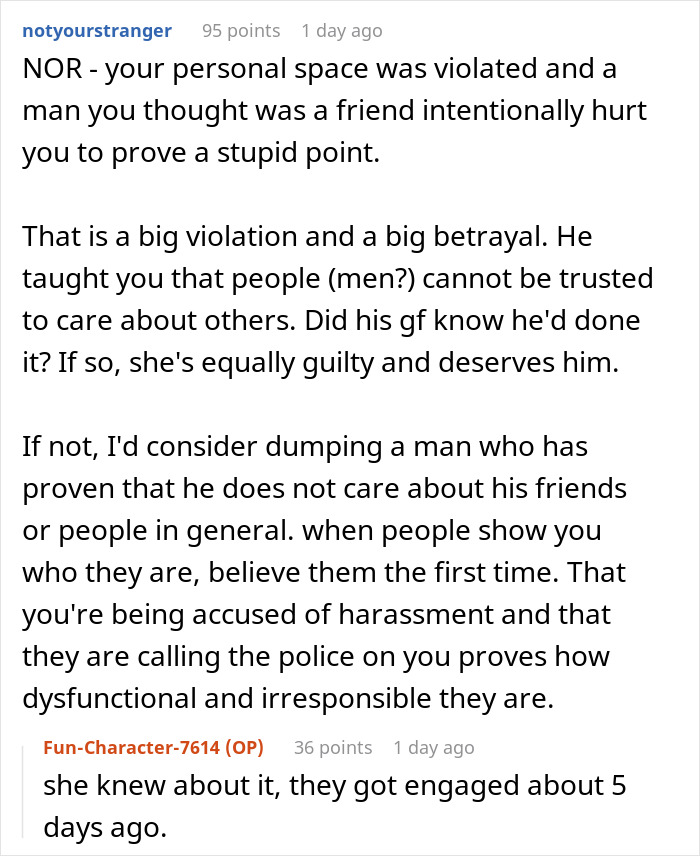 Comment discussing violation of personal space after a guy tries to prove roommate is not allergic to grass by placing it in her pillow. Comment discussing violation of personal space after a guy tries to prove roommate is not allergic to grass by placing it in her pillow.