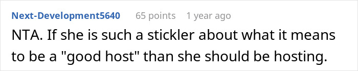 Screenshot of a Reddit comment discussing family expectations and reactions related to allergies and hosting responsibilities. Screenshot of a Reddit comment discussing family expectations and reactions related to allergies and hosting responsibilities.